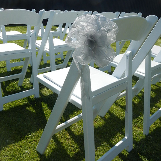 Silver Organza Bow Chair Embellishment