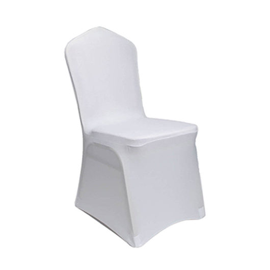 White Fitted Lycra Chair Cover Dawn Again Wedding Chair Décor Hire